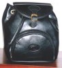Medium black leather backpack