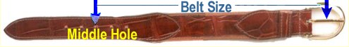 belt size is a distance between middle hole and pin bend in inches