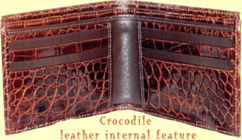 burgundy men's wallet with crocodile leather inner feature