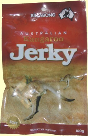 kangaroo jerky in 100g bags