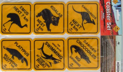 Road sign coasters - Australian animals
