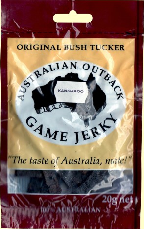 Kangaroo jerky in small bags