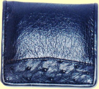 ostrich leather coin purse black