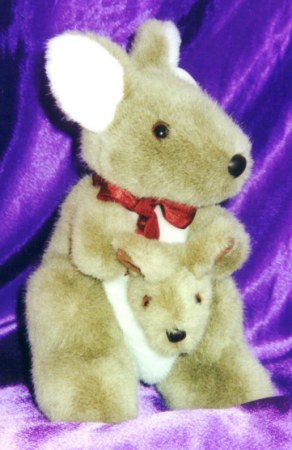 Kangaroo quality stuffed toys - grey kangaroo with joey