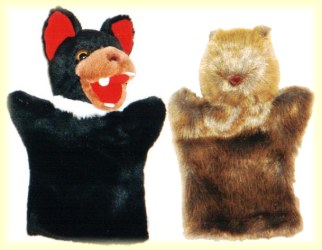 tasmanian devil and wombat puppet toys