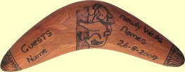 Personalized hand burnt boomerang