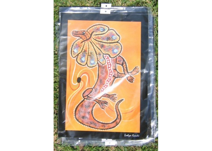 Aboriginal Art Print, Frill-necked Lizard, A4