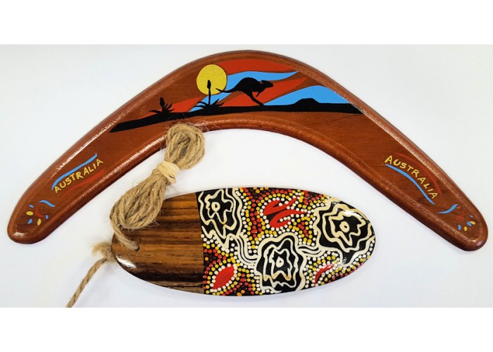 Bullroarer Gift Set #9 - Small Bullroarer and Souvenir Boomerang