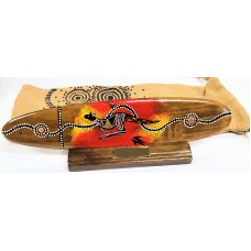 Aboriginal Bullroarer - Contemporary Art with a Stand and Jute Gift Bag