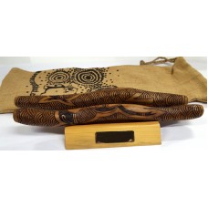 Aboriginal Clapsticks - Hand Burnt with a Stand and Jute Gift Bag