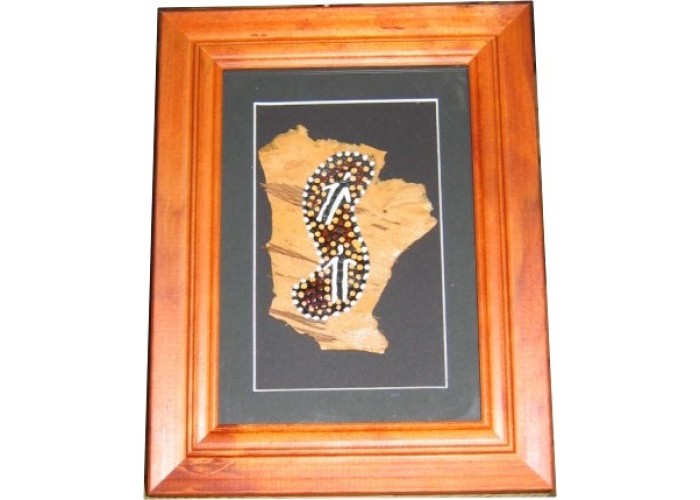 Aboriginal Bark Painting, Framed