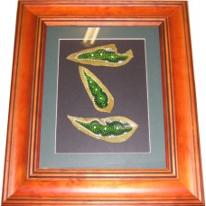 Aboriginal Paintings on Eucalyptus Leaves, Framed