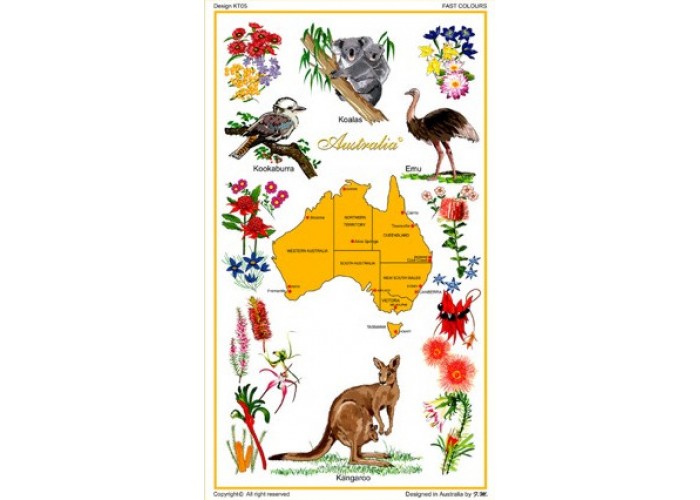Tea Towel Australian Flora & Fauna