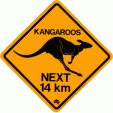 Kangaroo Road Sign - Sticker, 8x8cm