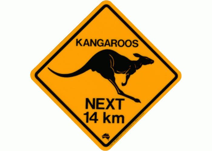 Kangaroo Road Sign - Sticker, 8x8cm