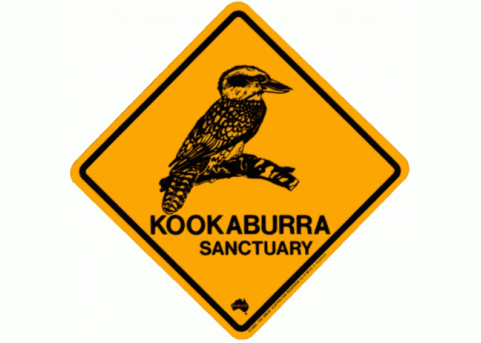 Kookaburra Road Sign - Sticker, 8x8cm