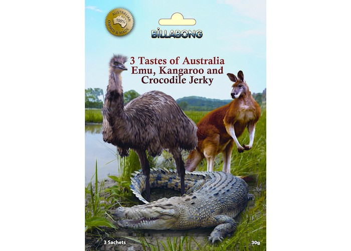 Exotic Jerky Try Pack - 3 Tastes of Australia - Emu, Kangaroo, Crocodile Jerky