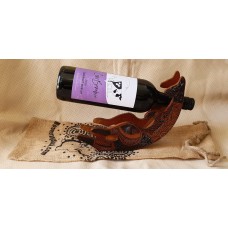 Wine Bottle Holder Aboriginal Hand Burnt Kangaroo Shape