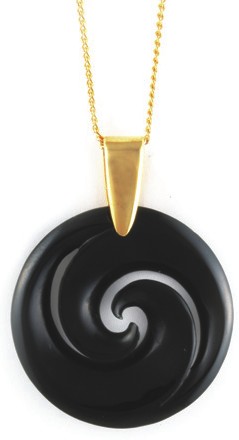 Double Koru Black Jade Pendant